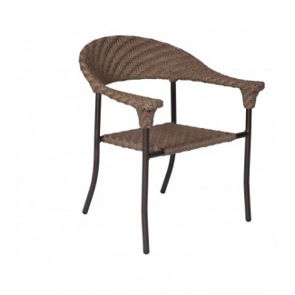 Barlow Commercial Restauarnt Hospitality Woven Outdoor Stackable Dining Arm Chair Bronzed Teak